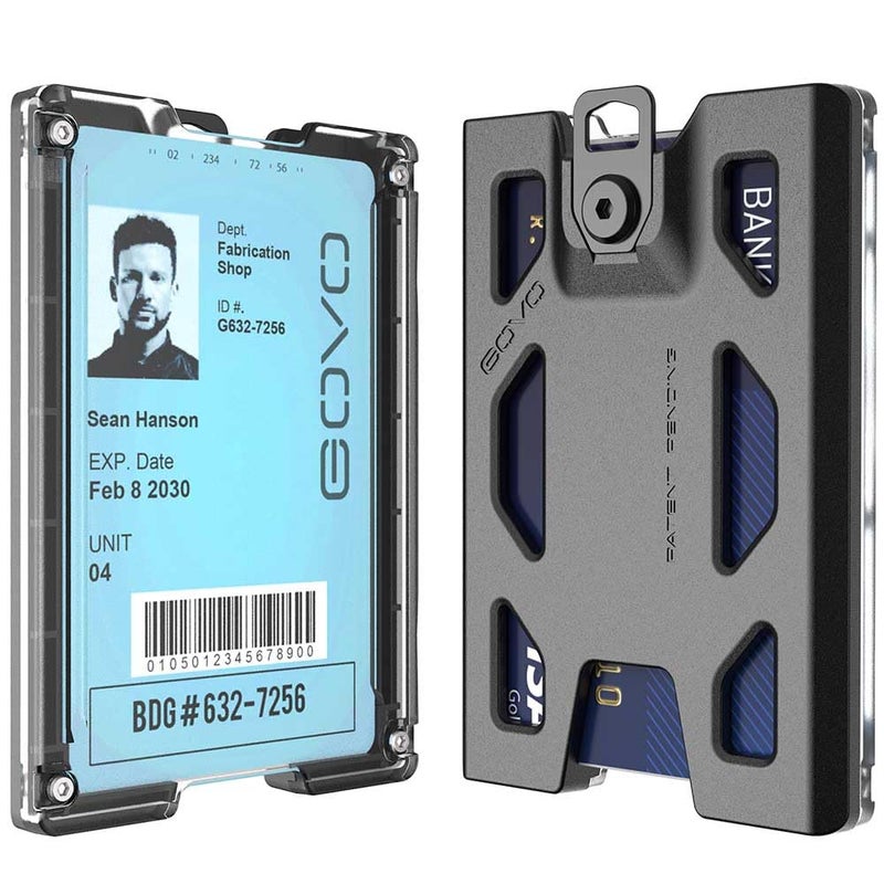 GOVO T4 Badge Holder No-Clip Version - Durable Polycarbonate ID Card Holder Holds 1 to 4 Cards (Black) - Image 1